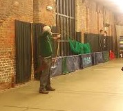 Mr Tom Hall shooting in the barn.